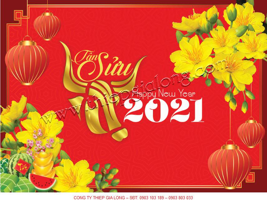 thiệp tết tân sửu 2021