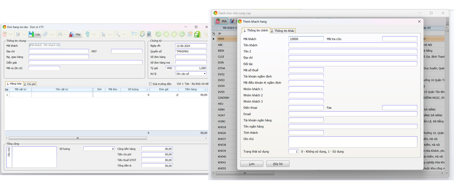 Tạo mới đơn mua hàng và danh mục nhà cung cấp trong phần mềm kế toán