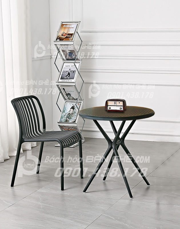 Bộ bàn tròn nhựa ghế nhựa cafe tiếp khách cửa hàng văn phòng 284 Bộ bàn tròn nhựa ghế nhựa cafe tiếp khách cửa hàng văn phòng 284