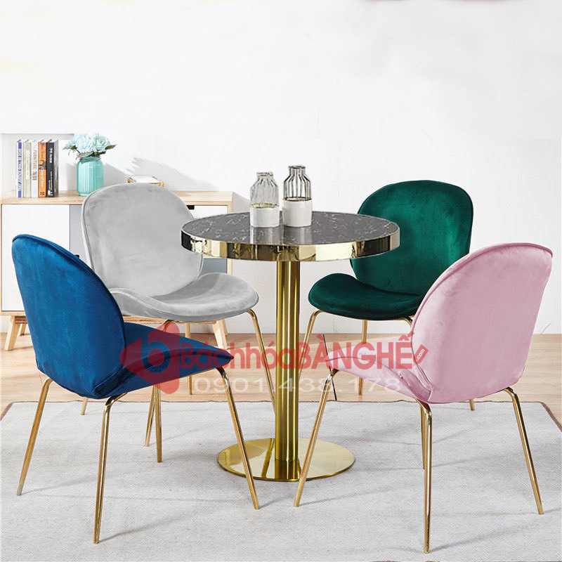 Bộ bàn tròn mạ vàng mặt thủy tinh hữu cơ ghế nhung tiếp khách 219 Bộ bàn tròn mạ vàng mặt thủy tinh hữu cơ ghế nhung tiếp khách 219